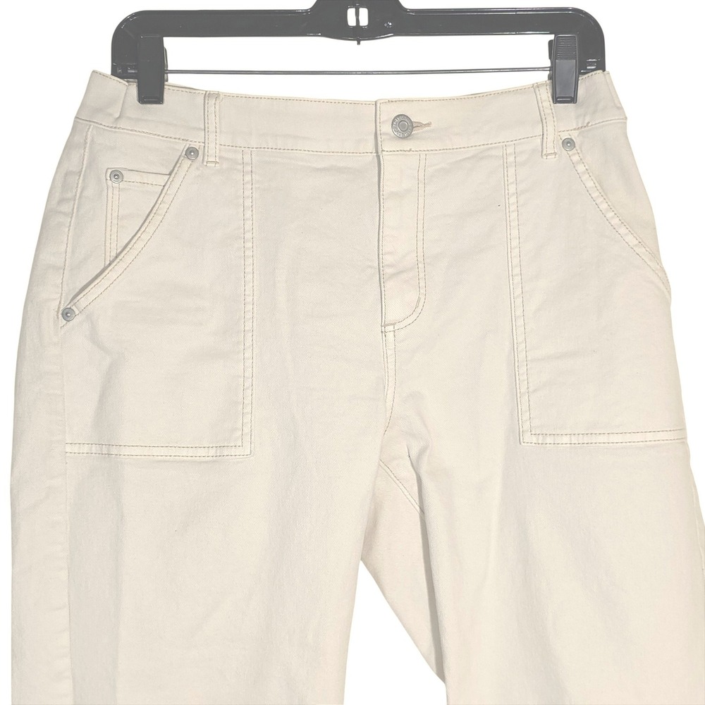 LOFT The Girlfriend Curvy Utility Jeans Womens Size 29/8 Cream Barrel Like EUC - Picture 4 of 8